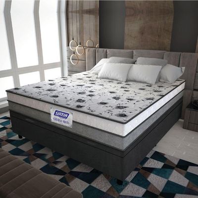 Cama Box Baú Casal Colchão Espuma D33 Fort 138x188x62cm Cinza / Branco Gazin