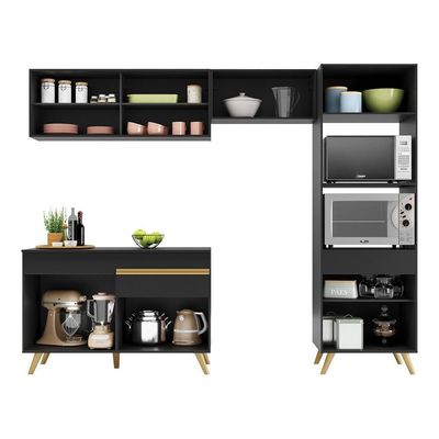 Cozinha Compacta Multimóveis Veneza Gb Fg3692 Preta