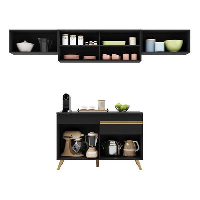 Cozinha Compacta Multimóveis Veneza Gb Fg3698 Preta
