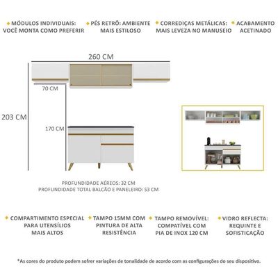 Cozinha Compacta Multimóveis Veneza Gw Fg3698 Branca