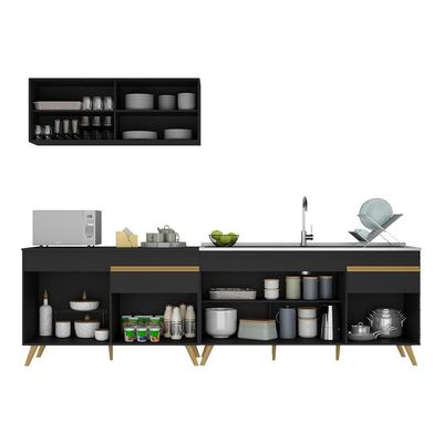 Cozinha Compacta Veneza Gb Mp2077 Com Armário E Balcão Preta