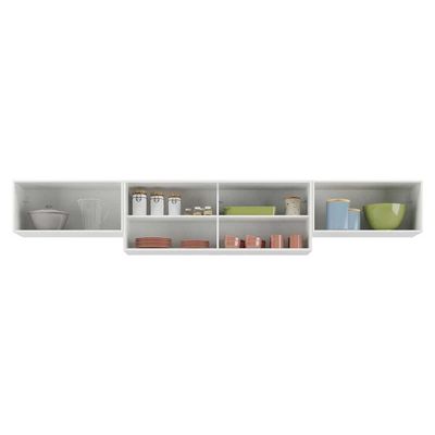 Kit 3 Armários De Cozinha Aéreos 4 Portas Veneza Multimóveis Mp2152 Branco/preto Branco/preto