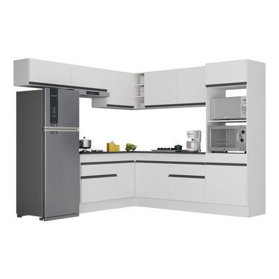 Armário De Cozinha Completa De Canto Branco/preto
