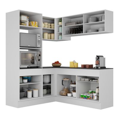Armário De Cozinha Completa De Canto Mp2098.964 Branco/Preto