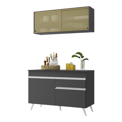 Armário De Cozinha Compacta 2 Peças Mp3688.898 Preto