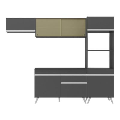 Armário De Cozinha Compacta 4 Peças Mp3691.898 Veneza Preto