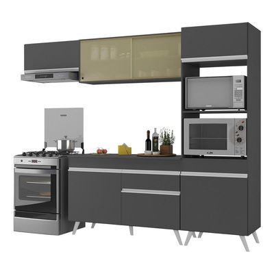 Armário De Cozinha Compacta 4 Peças Mp3691.898 Veneza Preto