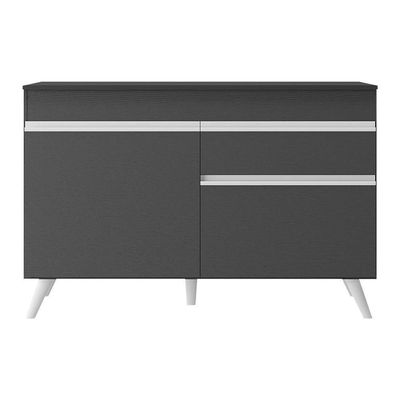 Balcão Cozinha Gabinete Pia 120Cm 2 Portas Preto/branco