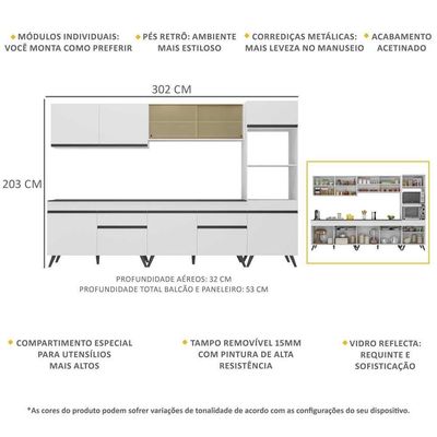 Armário De Cozinha Completa 5 Peças Mp3689.891 Branco