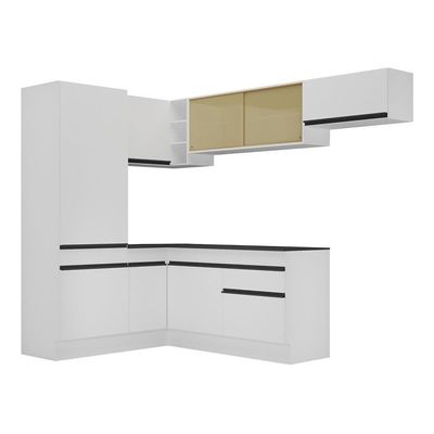 Cozinha Completa De Canto c/ Rodapé Multimóveis Branco/preto