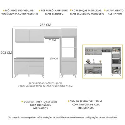Armário De Cozinha 4 Peças Mp3693.891 Veneza Branco