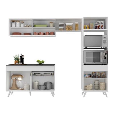 Armário De Cozinha Compacta 4 Peças Mp3692.891 Veneza Branco