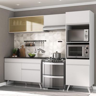 Armário De Cozinha Compacta 4 Peças Mp3692.891 Veneza Branco
