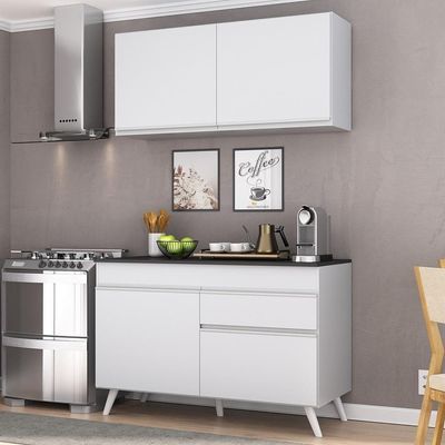 Armário De Cozinha Compacta 120cm Veneza Multimóveis V3687 Branco Branco