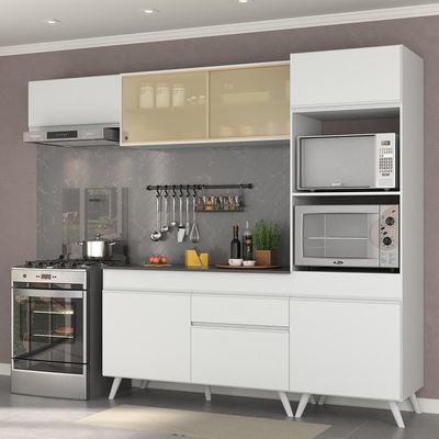 Armário De Cozinha Compacta 252cm Veneza Multimóveis Branco
