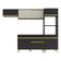 Armário De Cozinha Compacta 252cm Veneza Multimóveis V3691 Preto/dourado Preto/dourado
