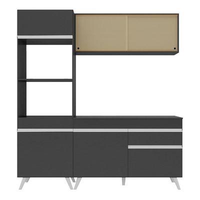 Armário De Cozinha Compacta 3 Peças Mp3695.898 Veneza Preto