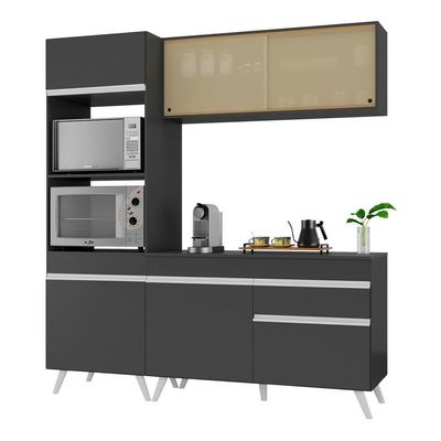 Armário De Cozinha Compacta 3 Peças Mp3695.898 Veneza Preto
