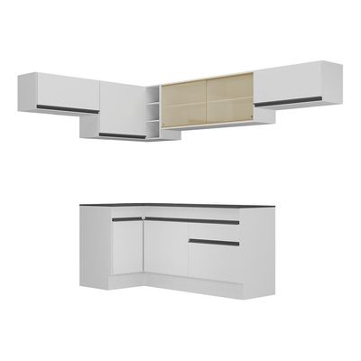 Armário De Cozinha Canto Com Rodapé Multimóveis Branco/preto