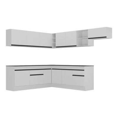 Armário De Cozinha Completa De Canto V2103 Branco/Preto