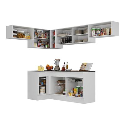 Armário De Cozinha Canto Com Rodapé Multimóveis Branco/preto