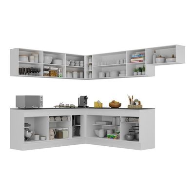 Armário De Cozinha Completa De Canto V2103 Branco/Preto