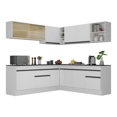Armário De Cozinha Completa De Canto V2096 Branco/Preto