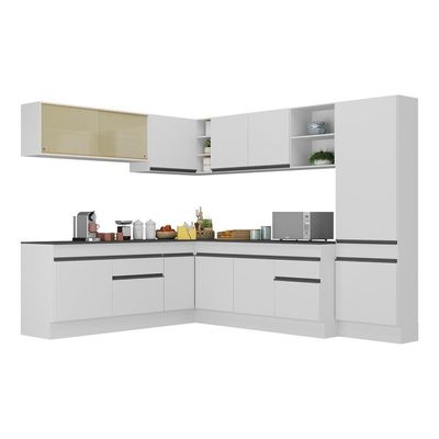Armário De Cozinha Completa De Canto V2100 Branco/Preto