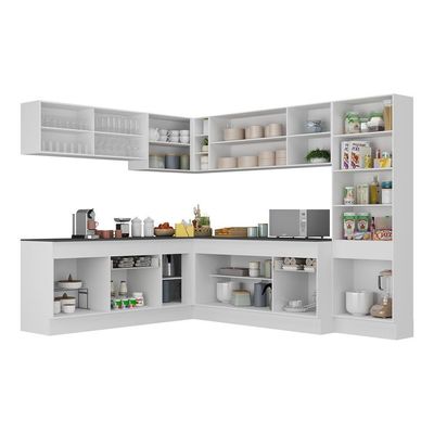 Armário De Cozinha Completa De Canto V2100 Branco/Preto