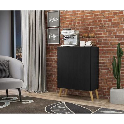 Aparador Buffet 2 Portas Multimóveis V3609 Preto/Natural