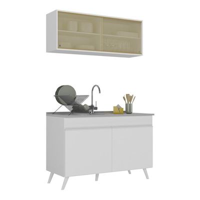 Armário De Cozinha Compacta 120cm Veneza Multimóveis V2140 Branco Branco