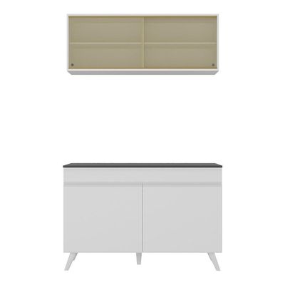 Armário De Cozinha Compacta 120cm Veneza Multimóveis V2140 Branco Branco