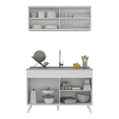 Armário De Cozinha Compacta 120cm Veneza Multimóveis V2140 Branco Branco
