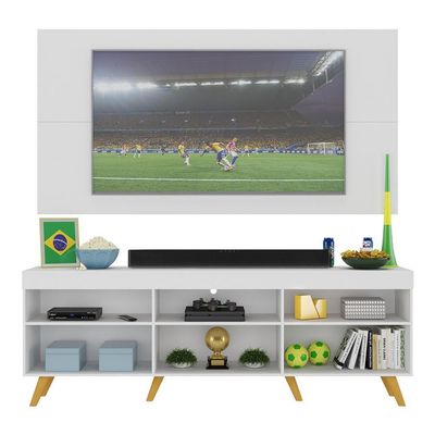 Rack C/ Painel Tv 65" Retrô Holanda Br3133 Branco Natural
