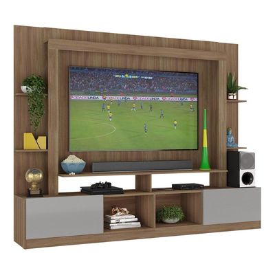 Rack Estante+Painel Tv 65" E Catar Br3395 lacca Fumê