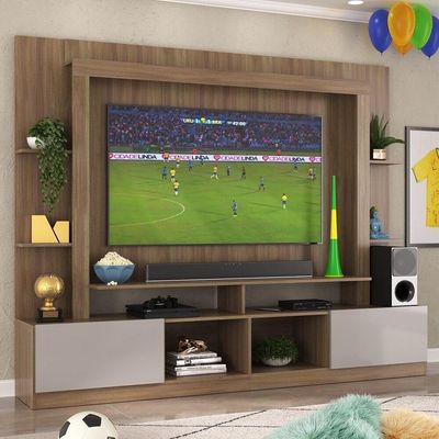 Rack Estante+Painel Tv 65" E Catar Br3395 lacca Fumê