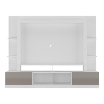 Rack Estante + Painel Tv 65" Br3386 Branco/lacca Fumê