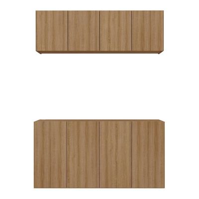 Kit Bar Armário Aéreo E Aparador 4 Portas Multimóveis Mp1075 Rustic Rustic