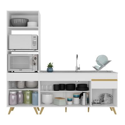 Cozinha Compacta Veneza Gw Mp2078 Armário E Balcão Branca