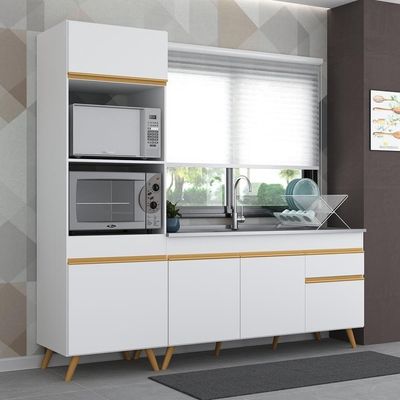 Cozinha Compacta Veneza Gw Mp2078 Armário E Balcão Branca