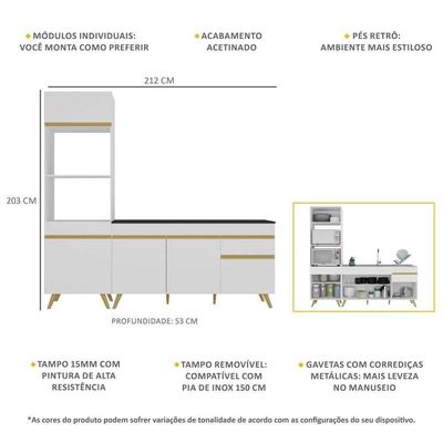 Cozinha Compacta Veneza Gw Mp2078 Armário E Balcão Branca