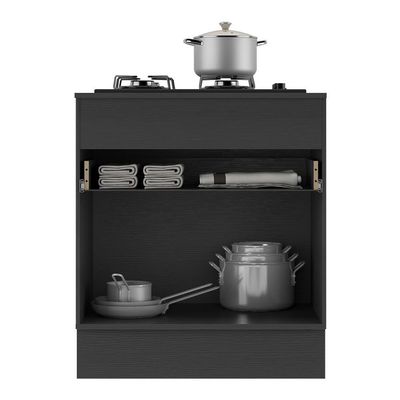 Balcão Cozinha Para Cooktop 70 Cm 1 Porta 1 Gaveta Preto