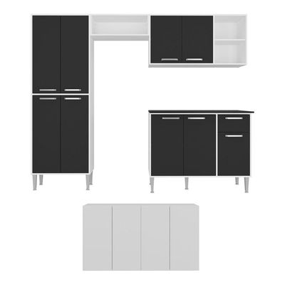 Cozinha Completa C/ Buffet/aparador Multimóveis Branca/preta