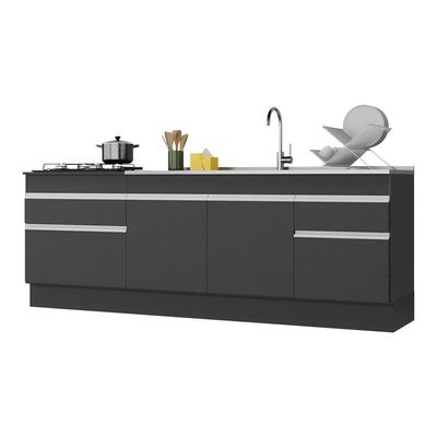 Kit 2 Balcões Gabinete Pia 150cm E Cooktop 70cm Preto/branco