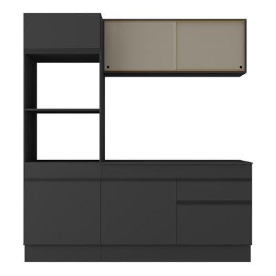 Armário De Cozinha Compacta 3 Peças Com Rodapé Mp2178 Made Multimóveis Preto Preto