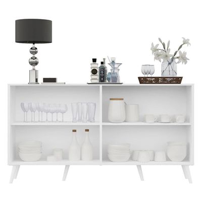 Aparador Buffet 4 Portas com Pés Retrô Branco