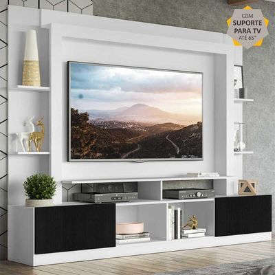 Rack Estante Painel Suporte Tv 65´´ Branco/Preto