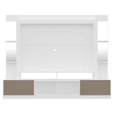 Rack com Painel Suporte Tv 65´´com Espelho Branco/Laca Fumê