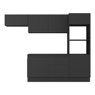 Armário De Cozinha Compacta 4 Peças Com Rodapé Mp2176 Made Multimóveis Preto Preto