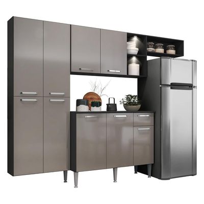 Cozinha Compacta com Armário e Balcão com Tampo Preta